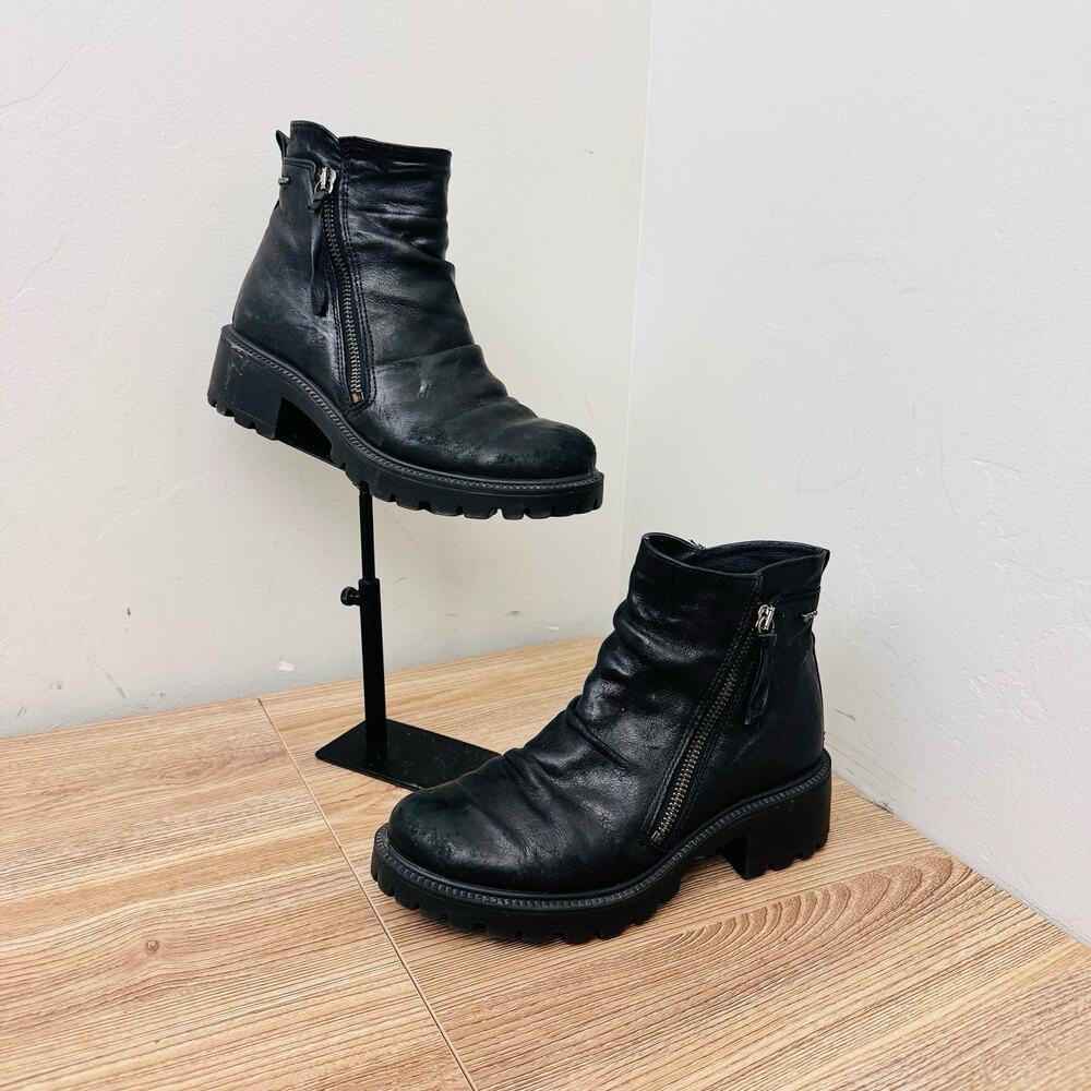 Igi&co Black Leather Zip Up Slouch Booties Women’s Size 6